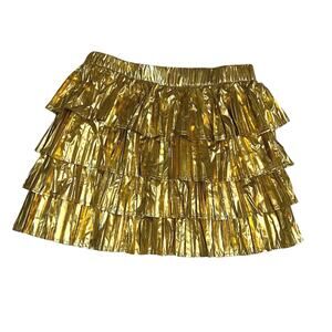 Herringstones Metallic Gold Pleat Skort Ruffle Size Medium Short Mini Layers New